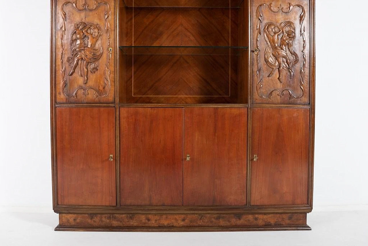 Handcrafted cabinet with glass shelves, 1950s 4