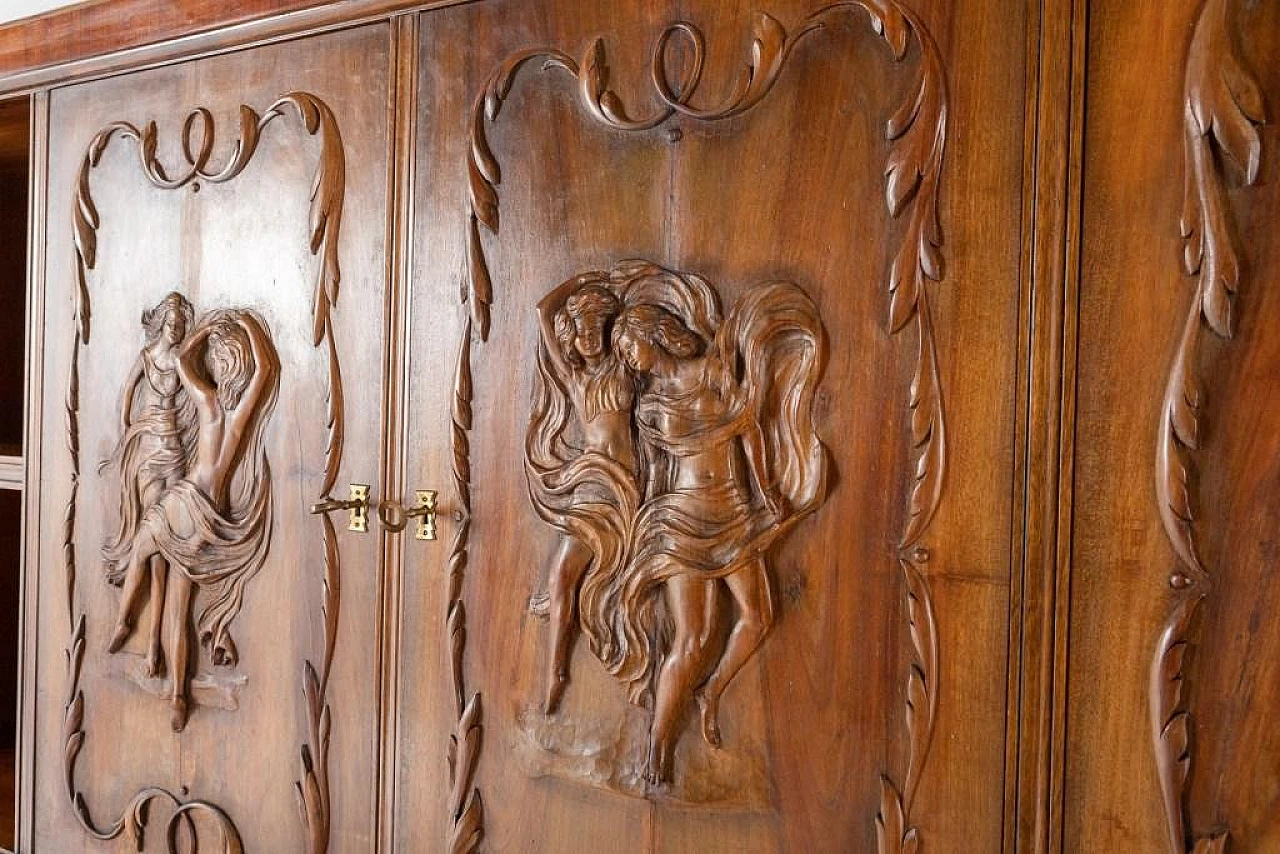 Handcrafted cabinet with carvings, 1950s 18