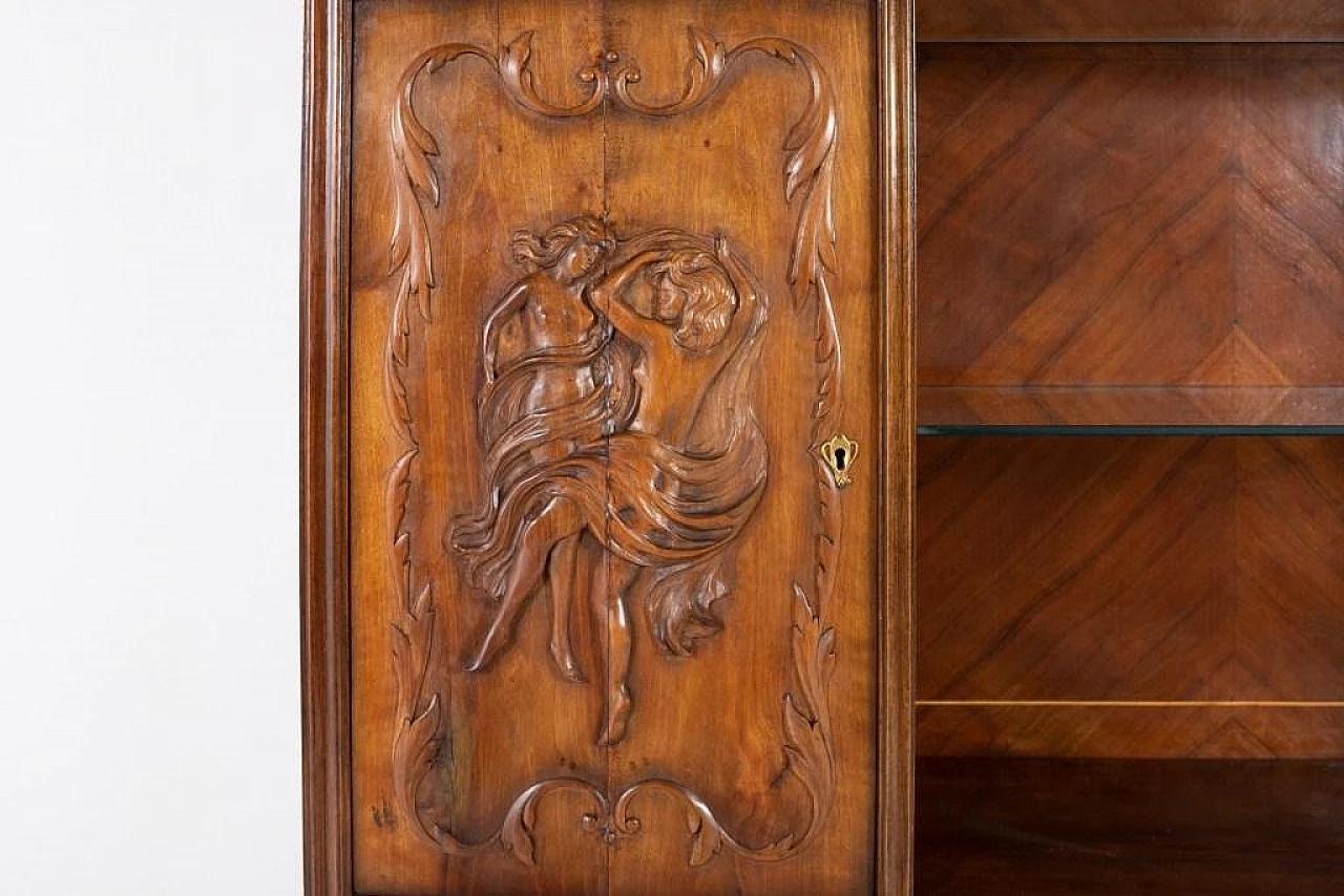 Handcrafted cabinet with glass shelves, 1950s 5