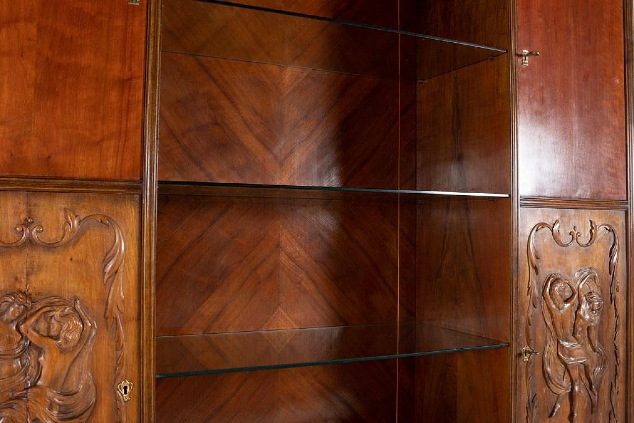 Handcrafted cabinet with glass shelves, 1950s 6