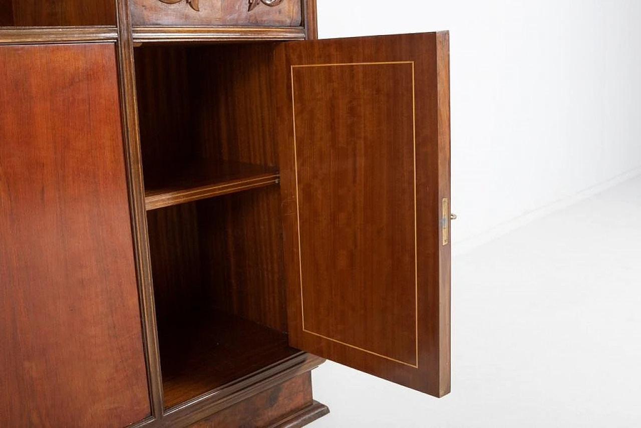 Handcrafted cabinet with glass shelves, 1950s 9