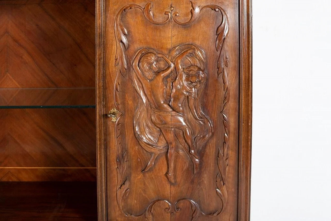 Handcrafted cabinet with glass shelves, 1950s 10