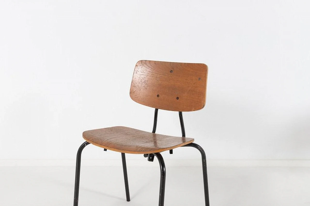 3 Steel and wood school chairs, 1960s 3