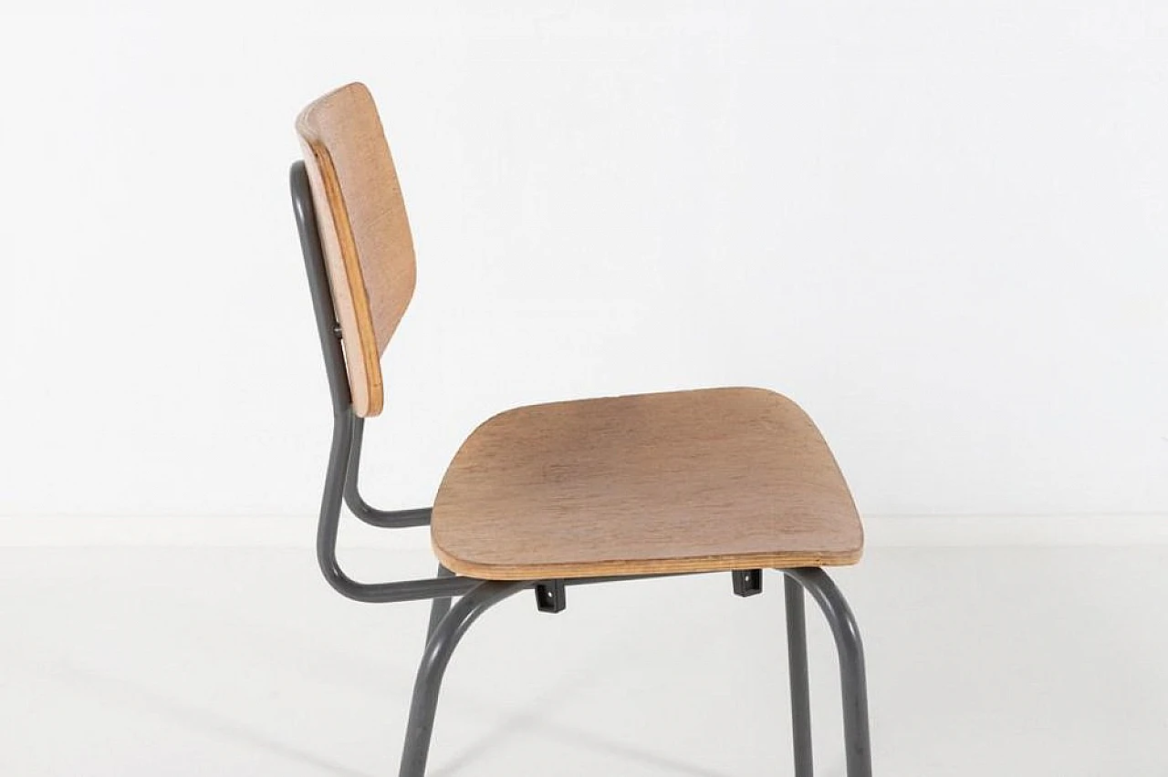 3 Steel and wood school chairs, 1960s 5