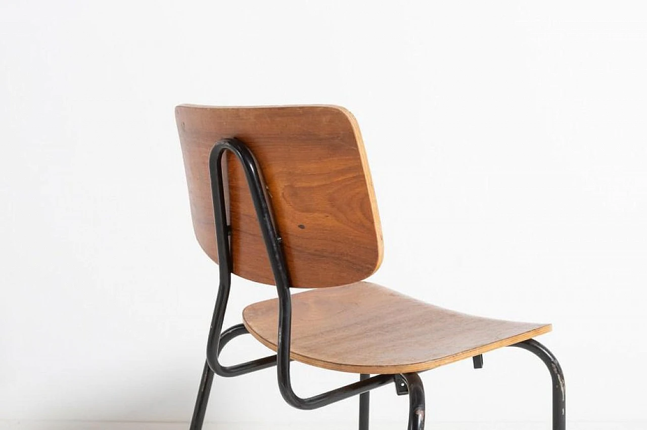 3 Steel and wood school chairs, 1960s 6