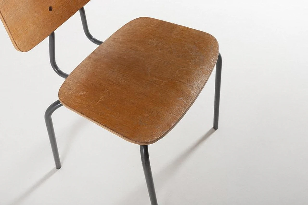 3 Steel and wood school chairs, 1960s 8