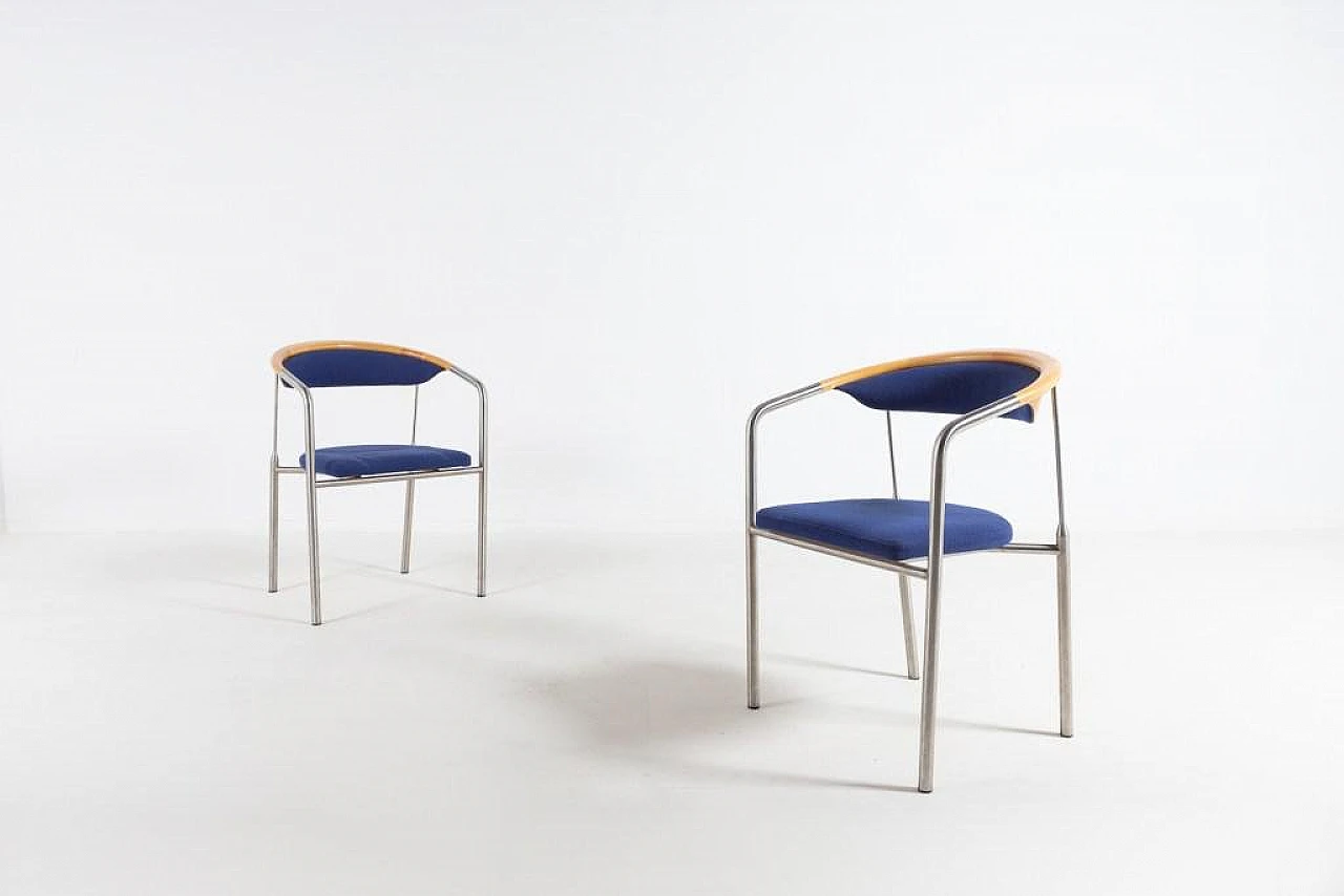 4 Steel and fabric chairs by Hansen & Sorensen, 1990s 3