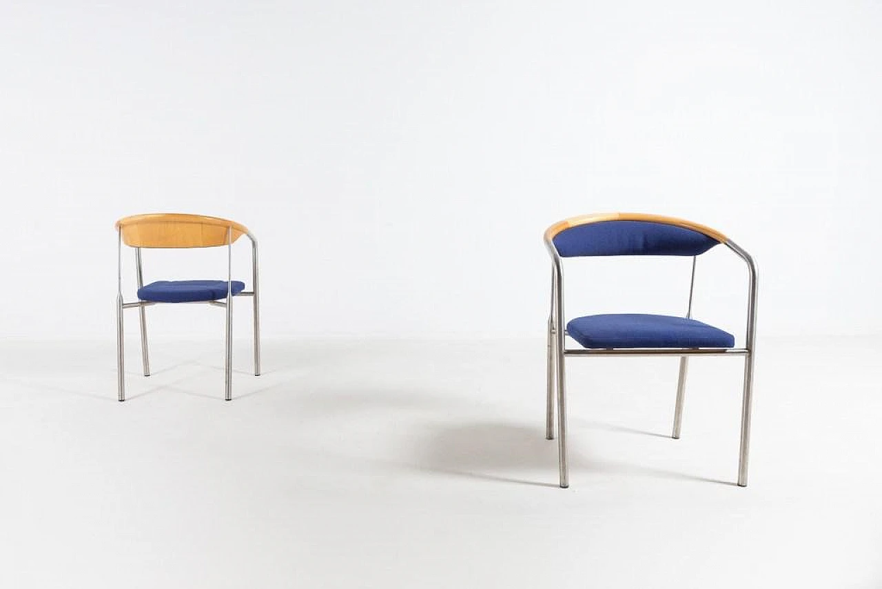 4 Steel and fabric chairs by Hansen & Sorensen, 1990s 4