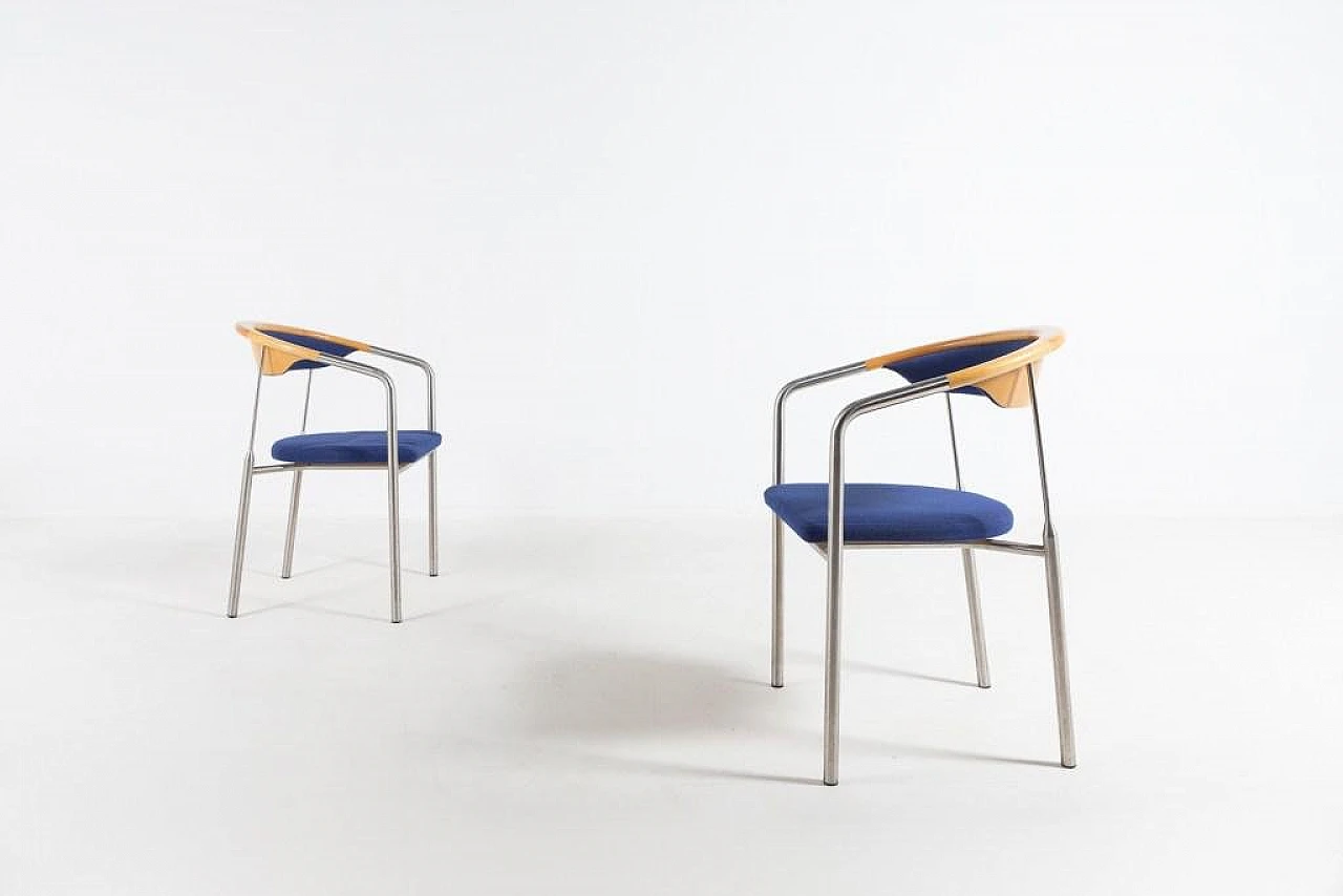 4 Steel and fabric chairs by Hansen & Sorensen, 1990s 6