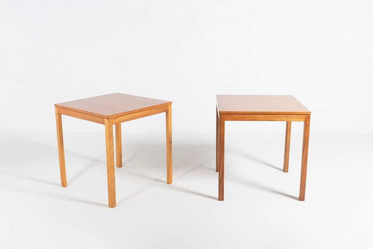 Pair of Scandinavian walnut tables, 1960s 3