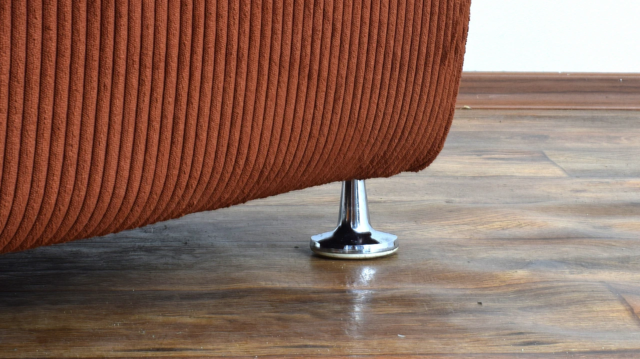 Pair of modular armchairs in brown courdroy & metal, 1970s 16