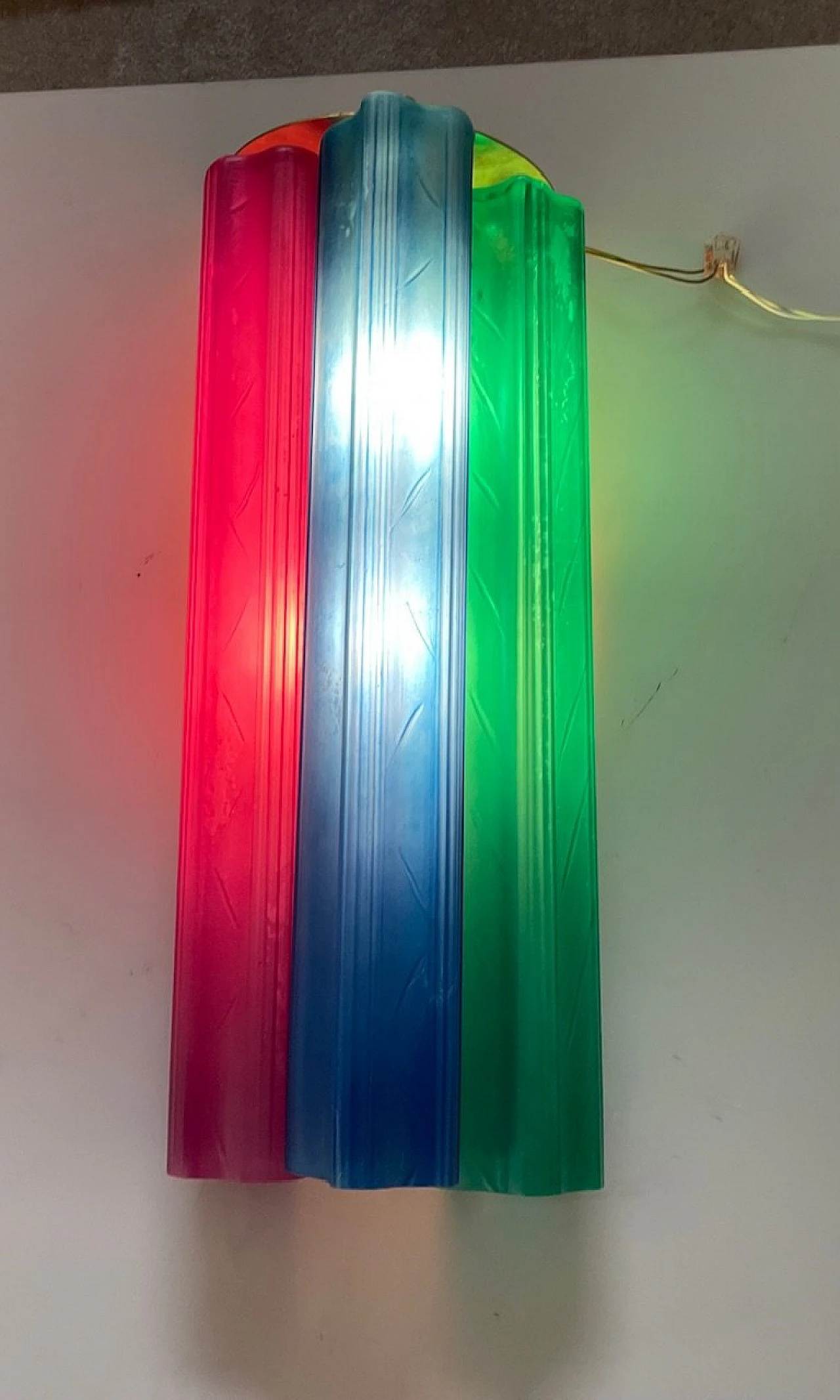 Pair of multicolored glass tube Pop Art wall sconces, 1970s 7