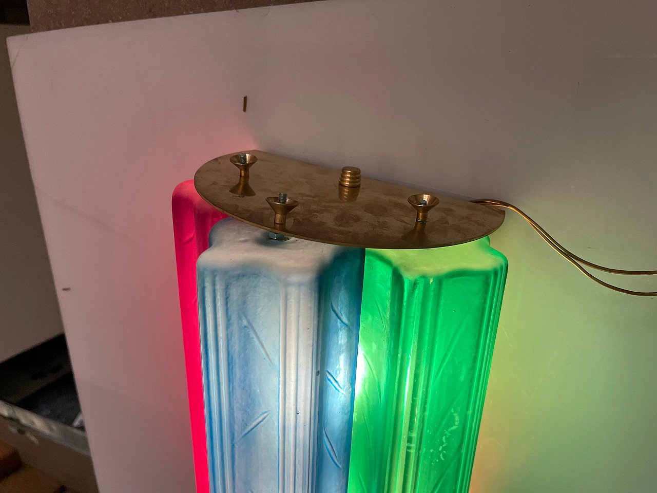 Pair of multicolored glass tube Pop Art wall sconces, 1970s 8