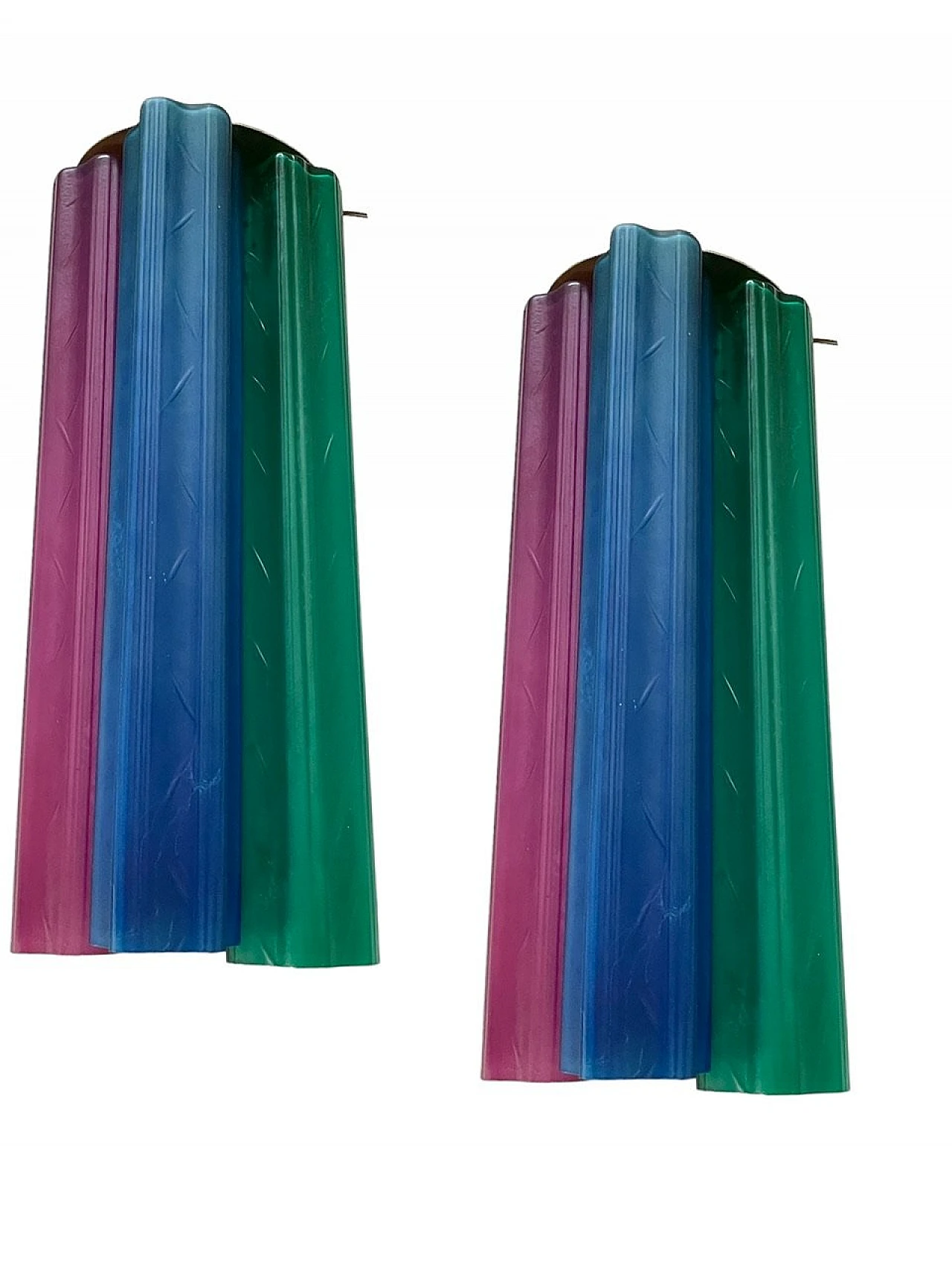 Pair of multicolored glass tube Pop Art wall sconces, 1970s 13