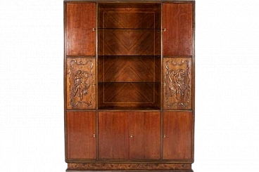 Handcrafted cabinet with glass shelves, 1950s