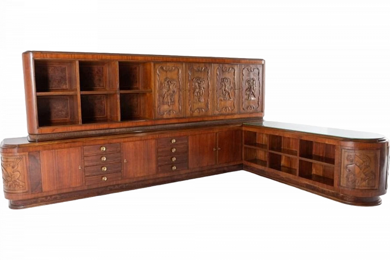 Handcrafted cabinet with carvings, 1950s 24