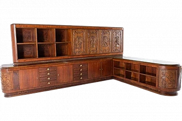 Handcrafted cabinet with carvings, 1950s