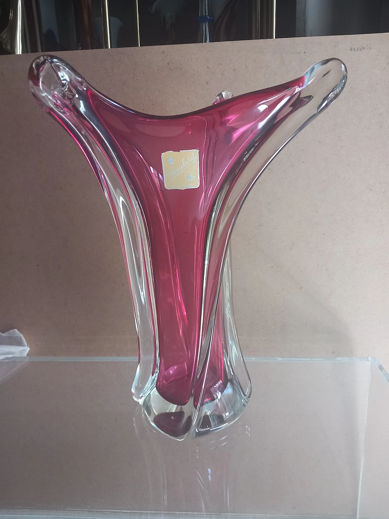 Chambord flower vase in Murano glass by F.lli Toso, 1950s 2