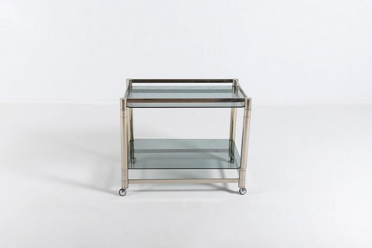 Modern Italian Chromed Steel Serving Cart Side Table, 1970s 1