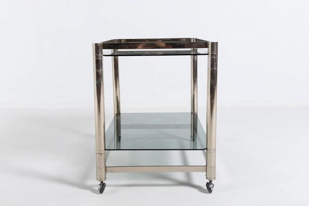 Modern Italian Chromed Steel Serving Cart Side Table, 1970s 3