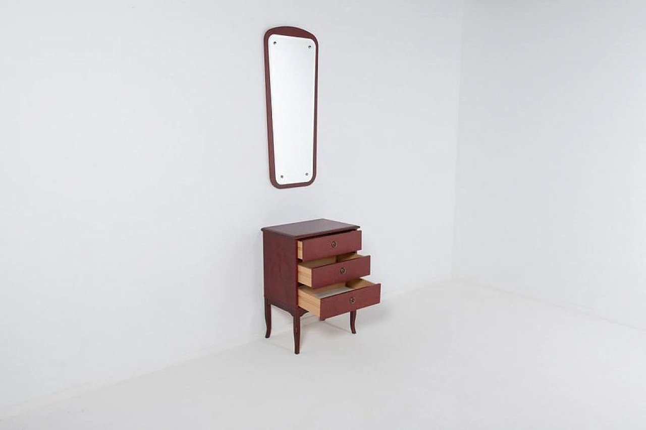 Wooden lowboard with mirror, 1970s 2