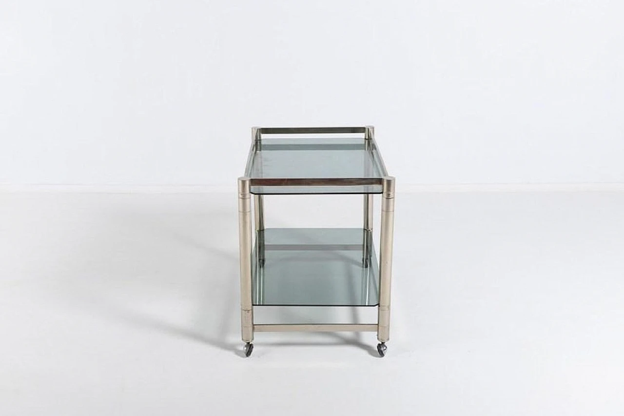 Modern Italian Chromed Steel Serving Cart Side Table, 1970s 4