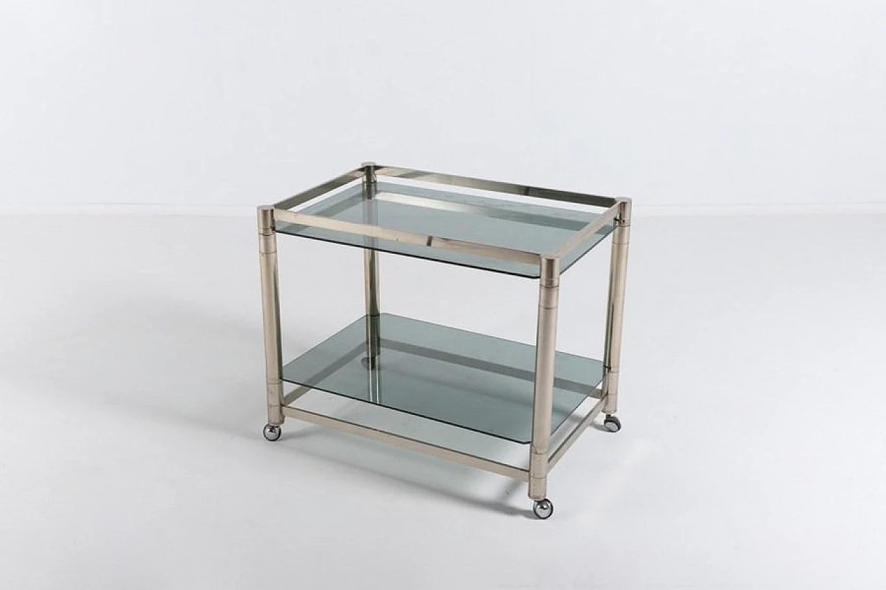 Modern Italian Chromed Steel Serving Cart Side Table, 1970s 5