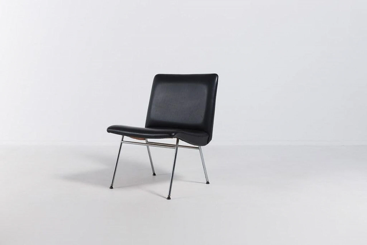 Danish black vinyl chair, 1960s 1