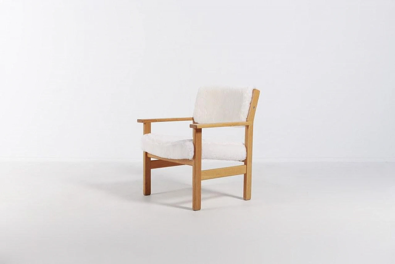 Poltrona in legno e tessuto di Hans Wegner per Getama, fine '900 1