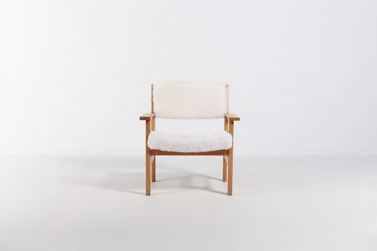 Poltrona in legno e tessuto di Hans Wegner per Getama, fine '900 2