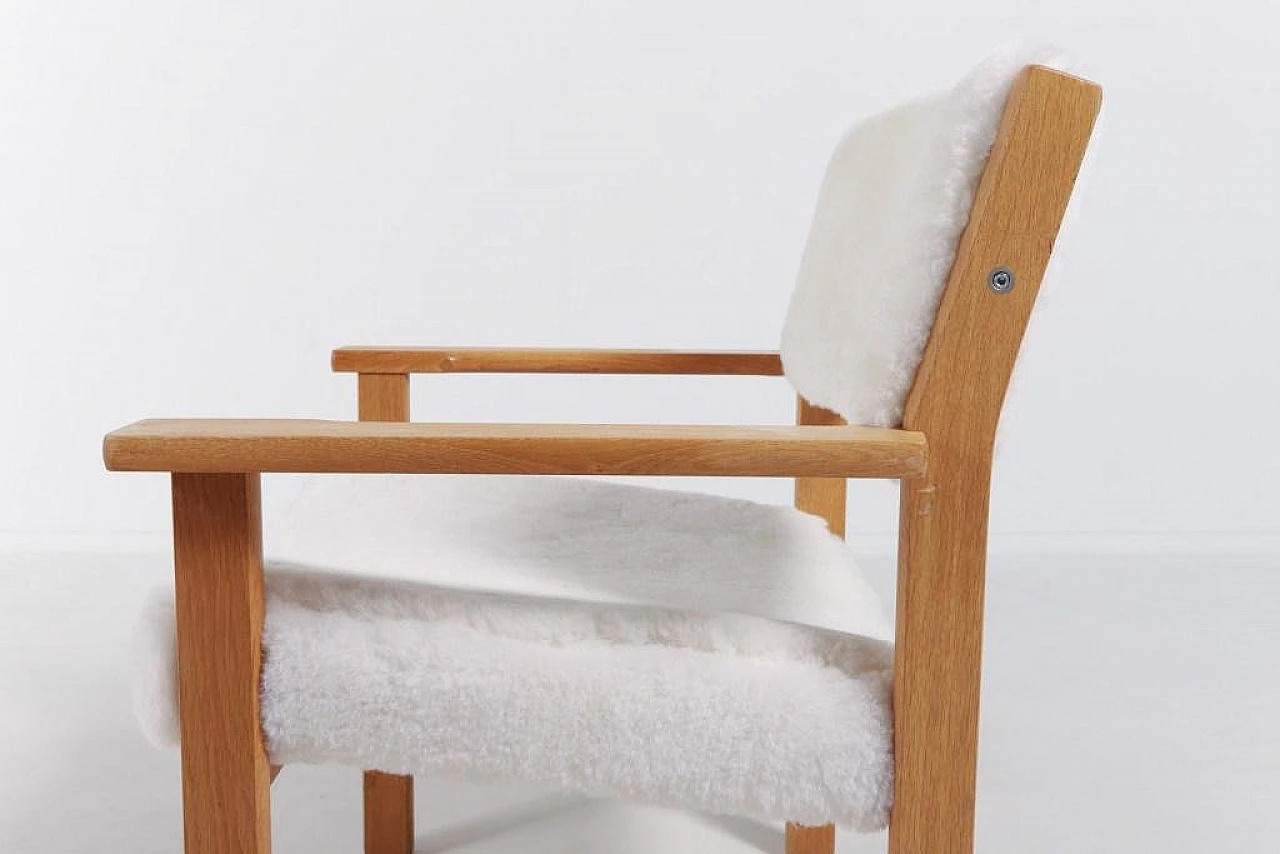 Poltrona in legno e tessuto di Hans Wegner per Getama, fine '900 4