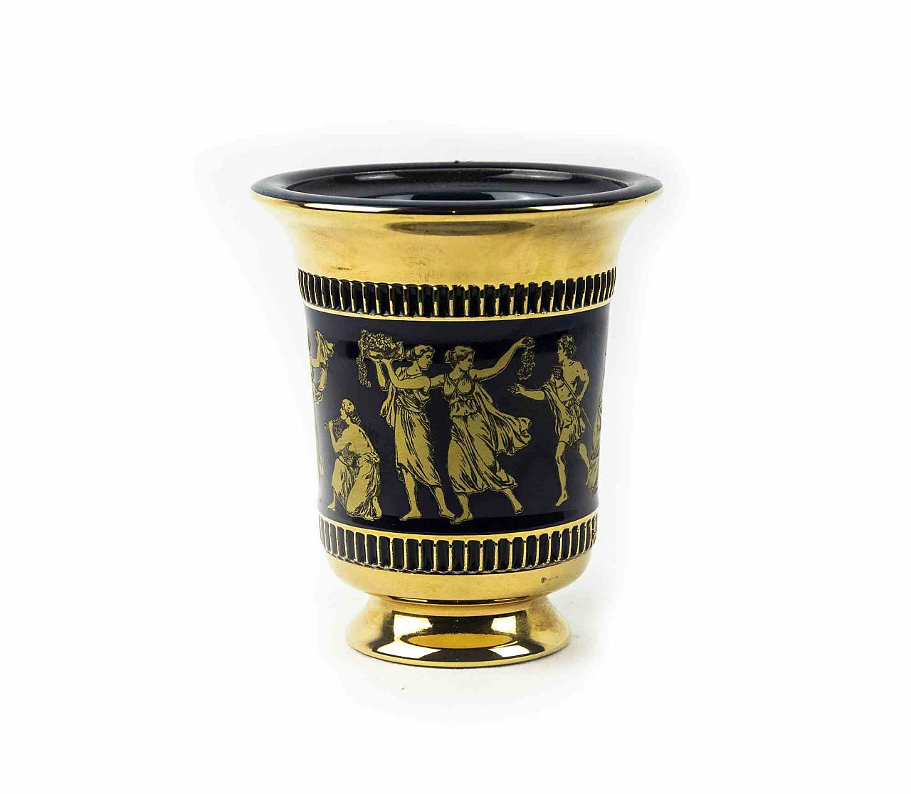 n.a., Piccolo vaso dorato e blu nello stile di Piero Fornasetti 1960-1979 1