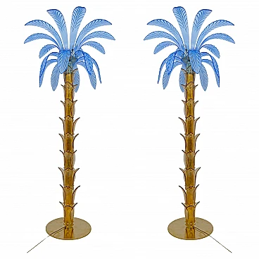 Pair of Murano glass palm floor lamps, 1970s