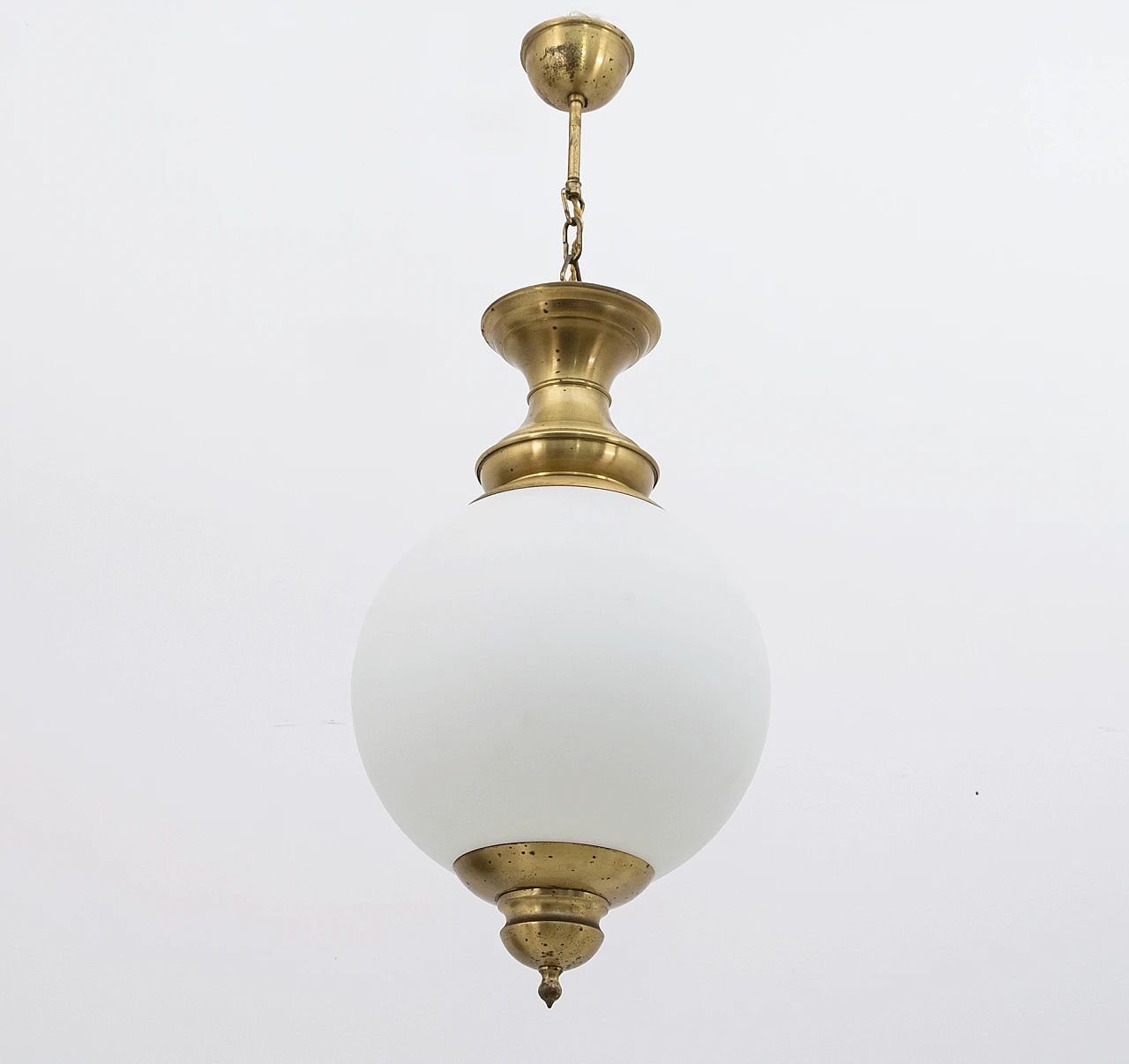 Lampadario in ottone e vetro di L. C. Dominioni per Azucena, anni '50 1