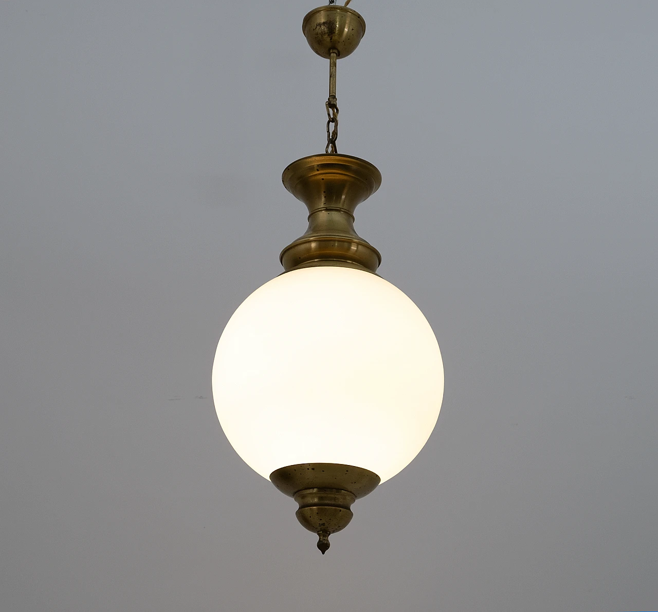 Lampadario in ottone e vetro di L. C. Dominioni per Azucena, anni '50 6