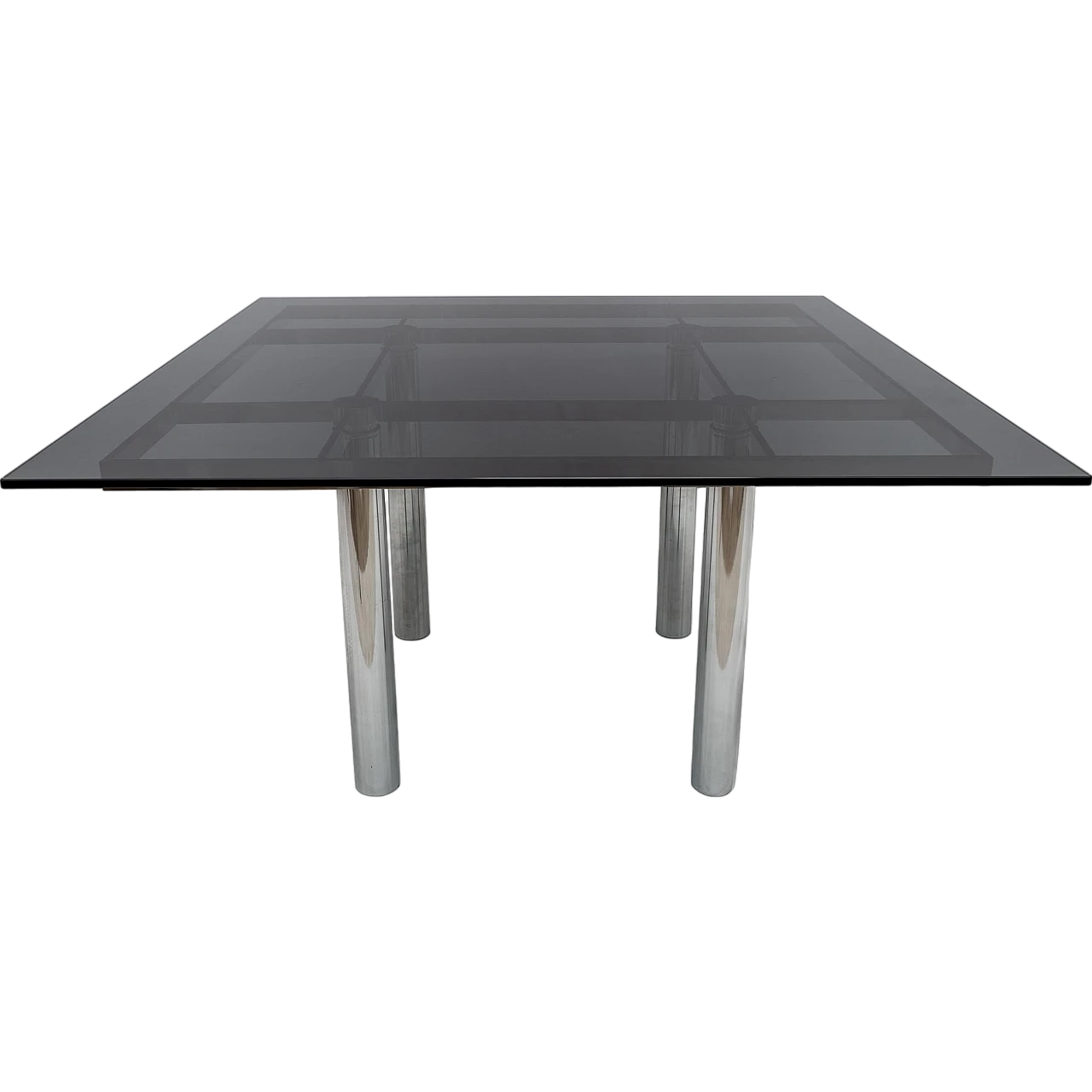 Dining table André in glass & metal by Tobia Scarpa for Gavina, 1960s 8