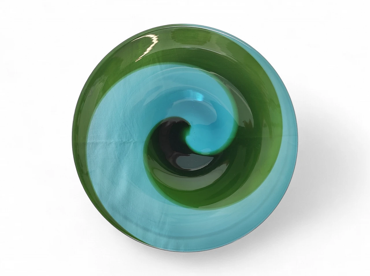 Green and blue Murano glass plate by T. Wirkkala for Venini, 1990s 1