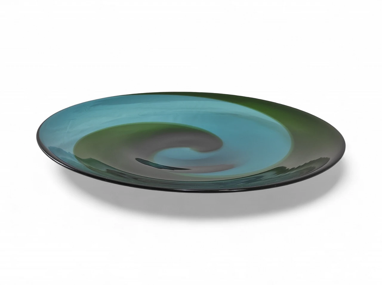 Green and blue Murano glass plate by T. Wirkkala for Venini, 1990s 3