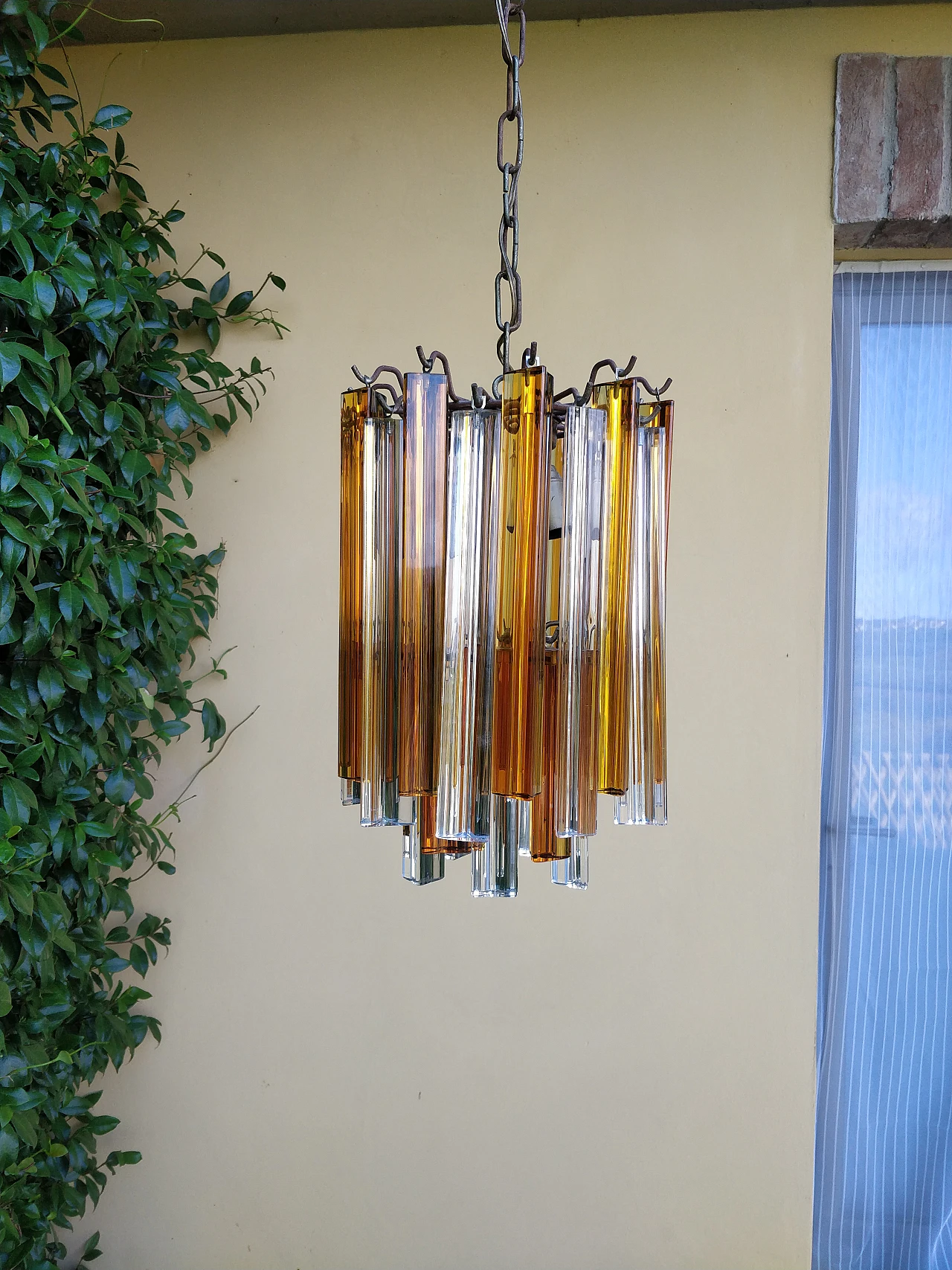 Chandelier in orange & transparent Murano glass by Venini, 1970s 10