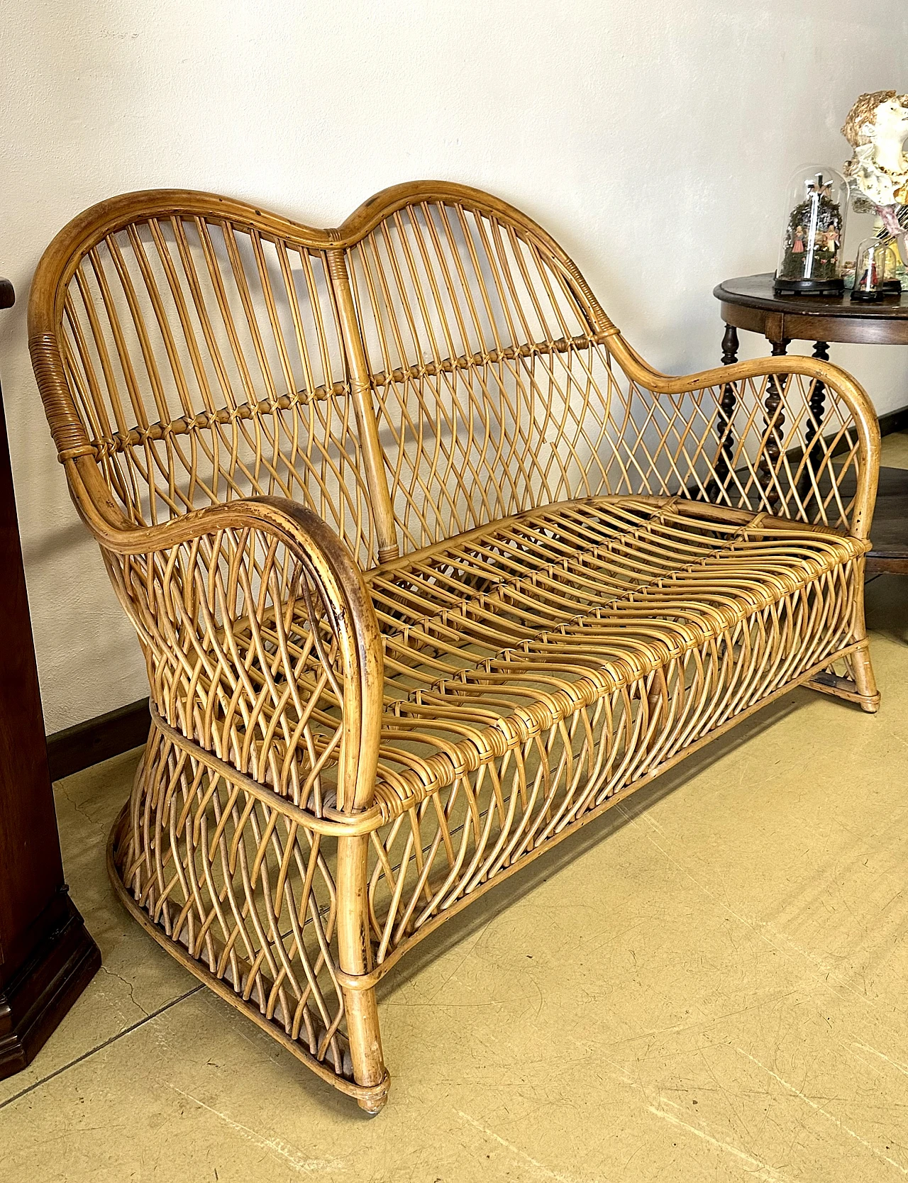 Mid-century bamboo sofa with rounded line, 1960s 3