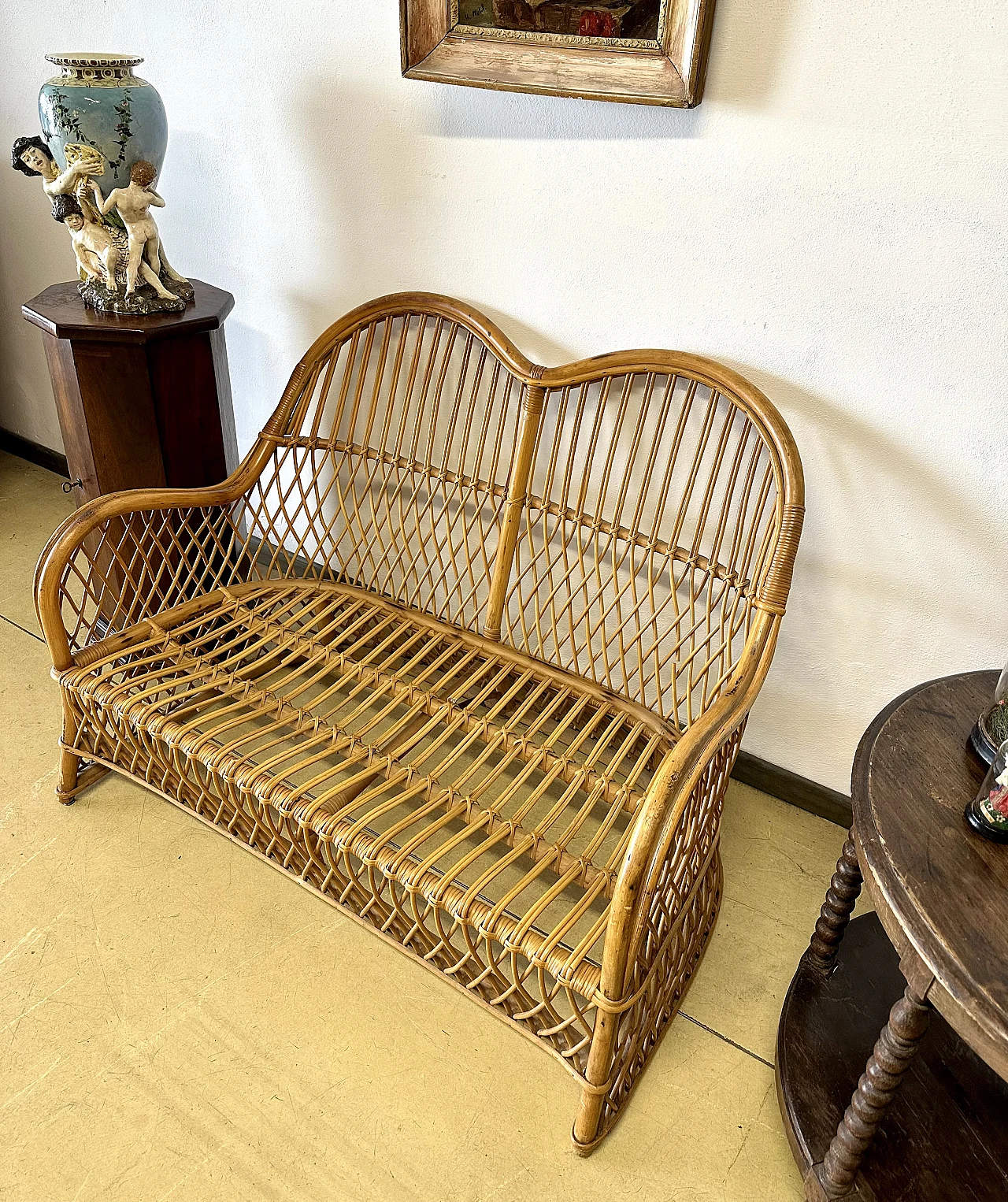 Mid-century bamboo sofa with rounded line, 1960s 4