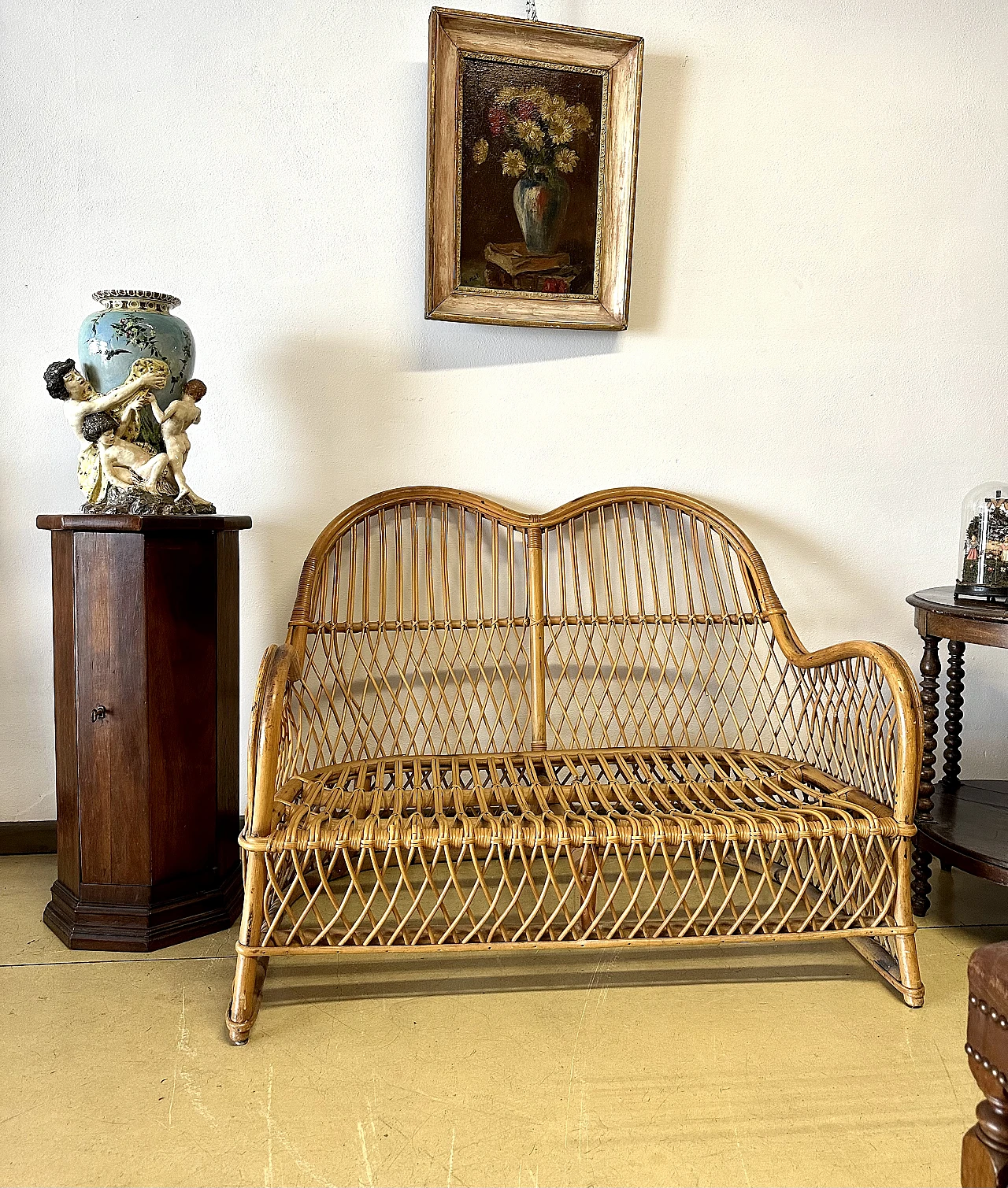 Mid-century bamboo sofa with rounded line, 1960s 5