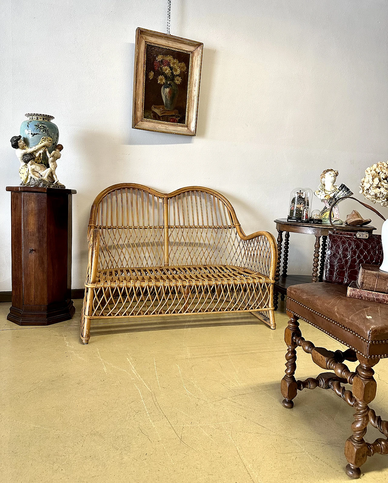 Mid-century bamboo sofa with rounded line, 1960s 6