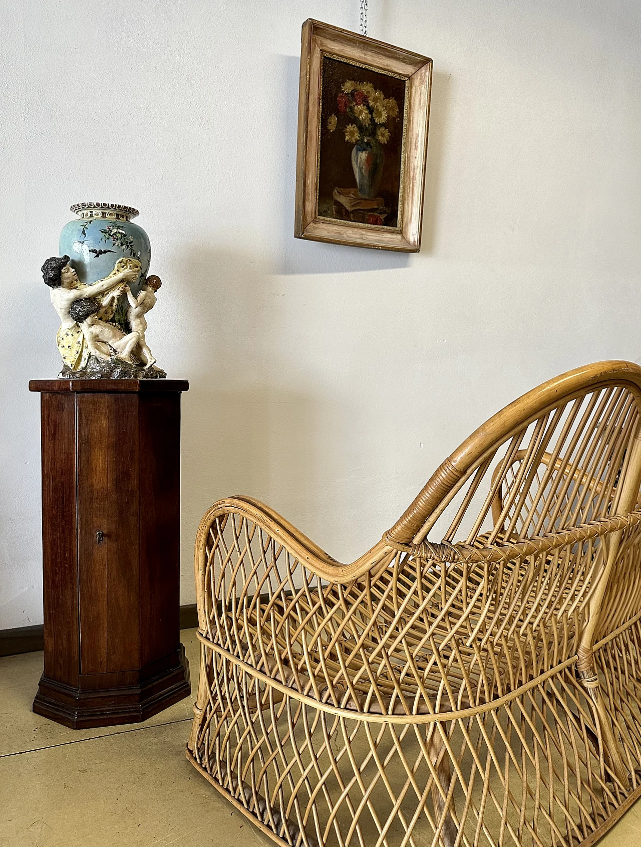 Mid-century bamboo sofa with rounded line, 1960s 9