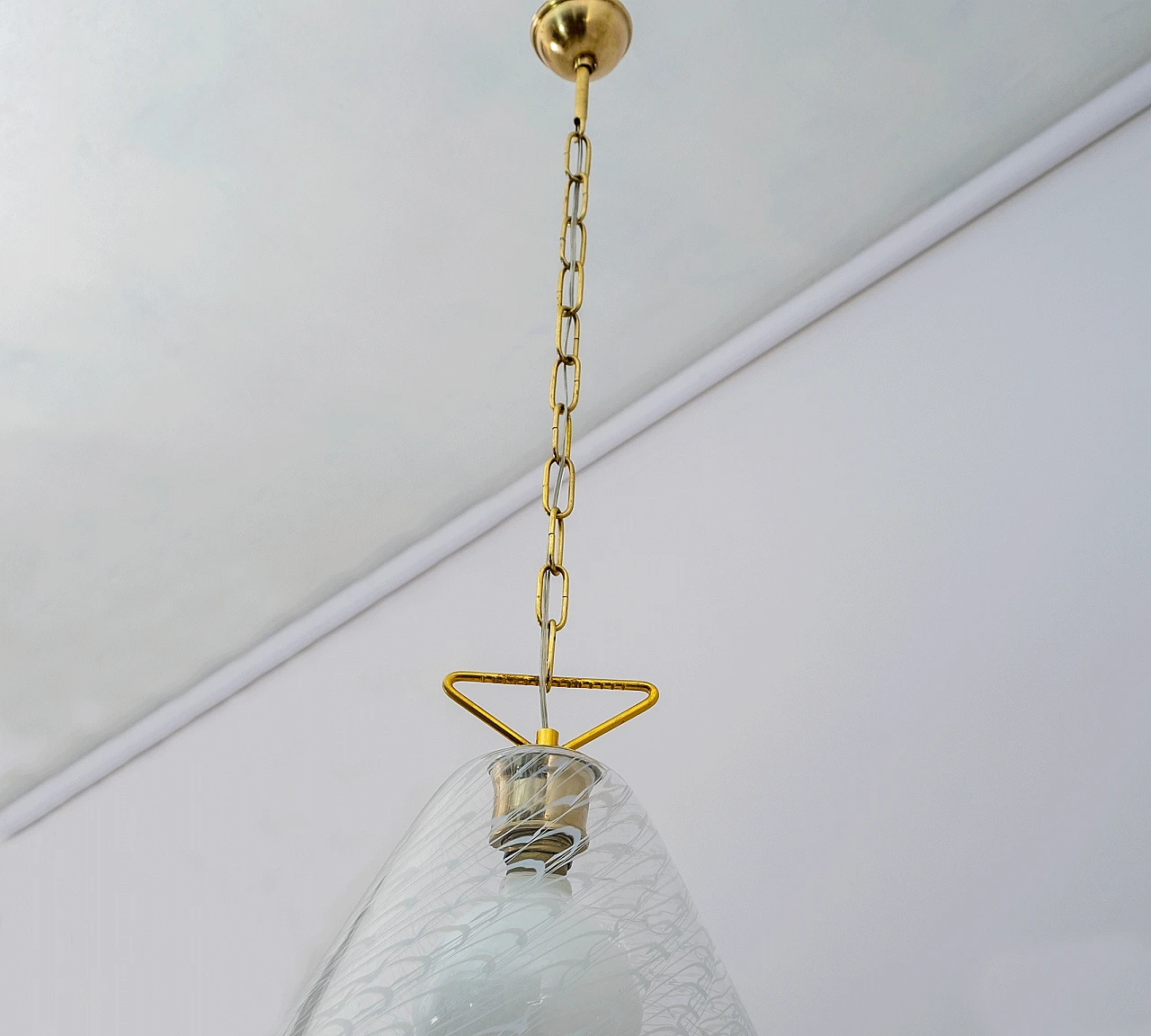 Lampadario a cupola in vetro di Murano e ottone, anni '60 7