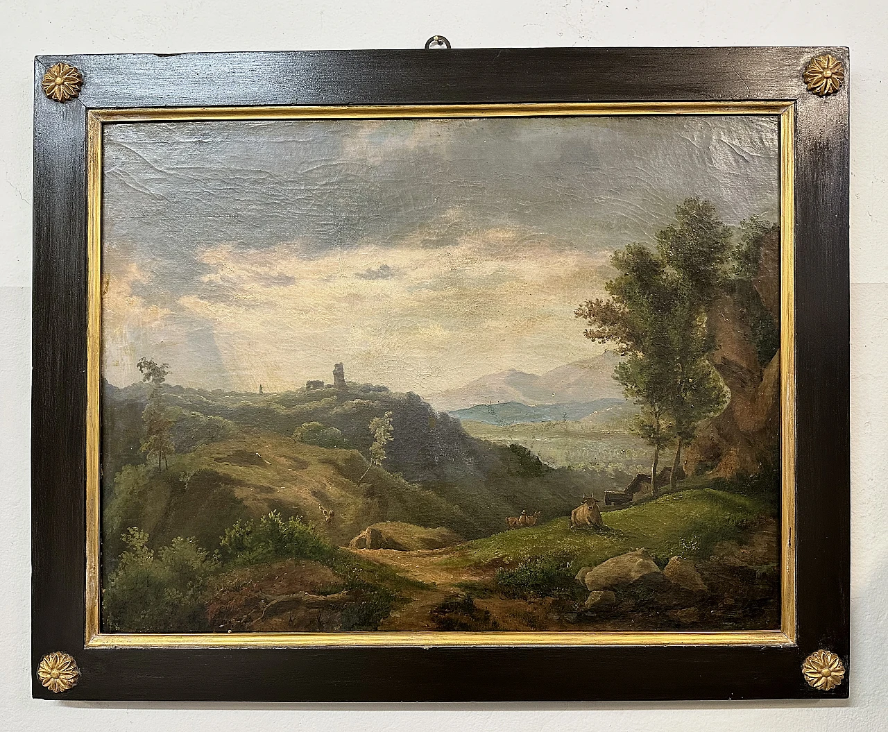 Landscape with figures, oil on canvas, 19th century 2