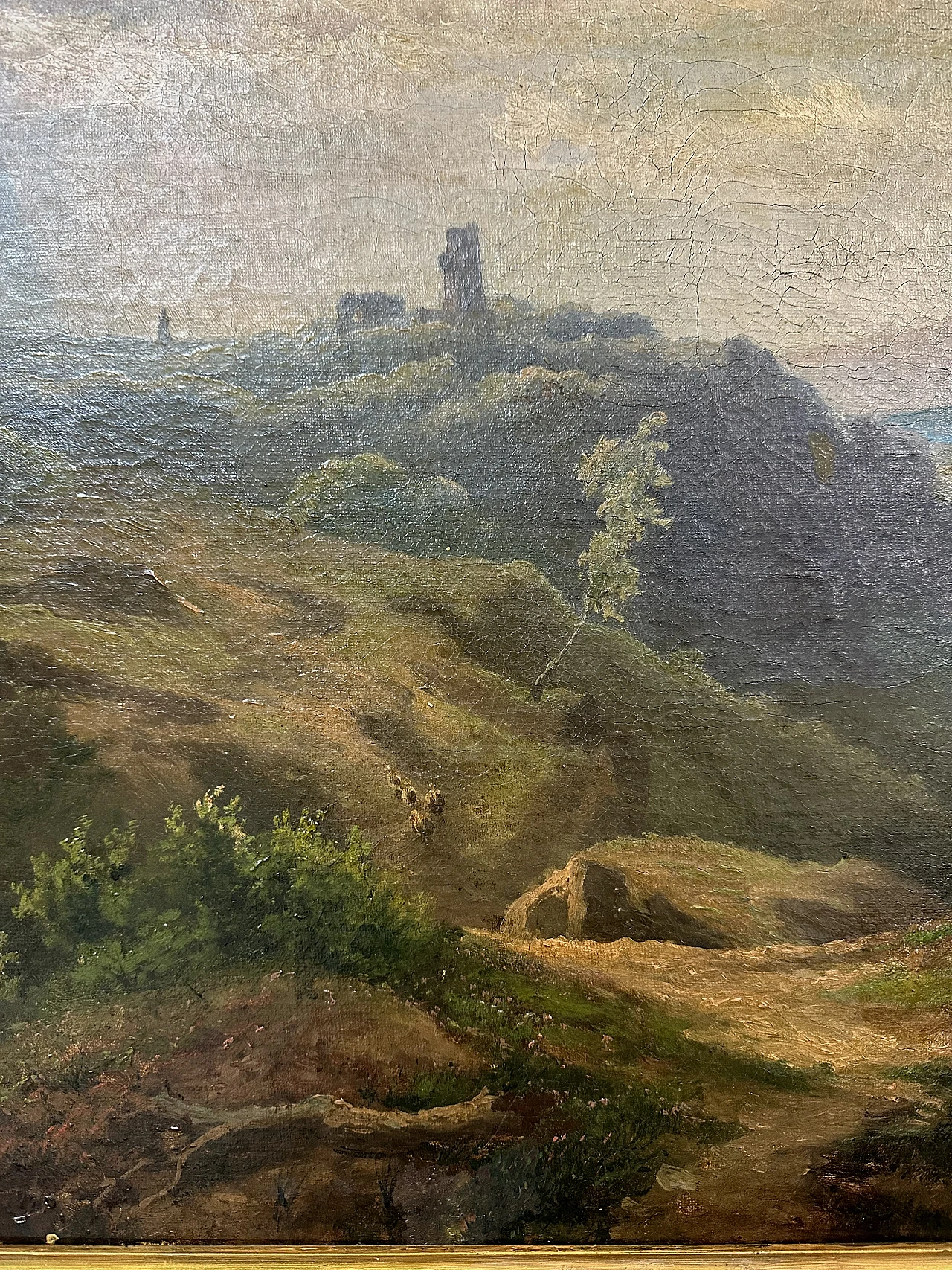 Landscape with figures, oil on canvas, 19th century 4