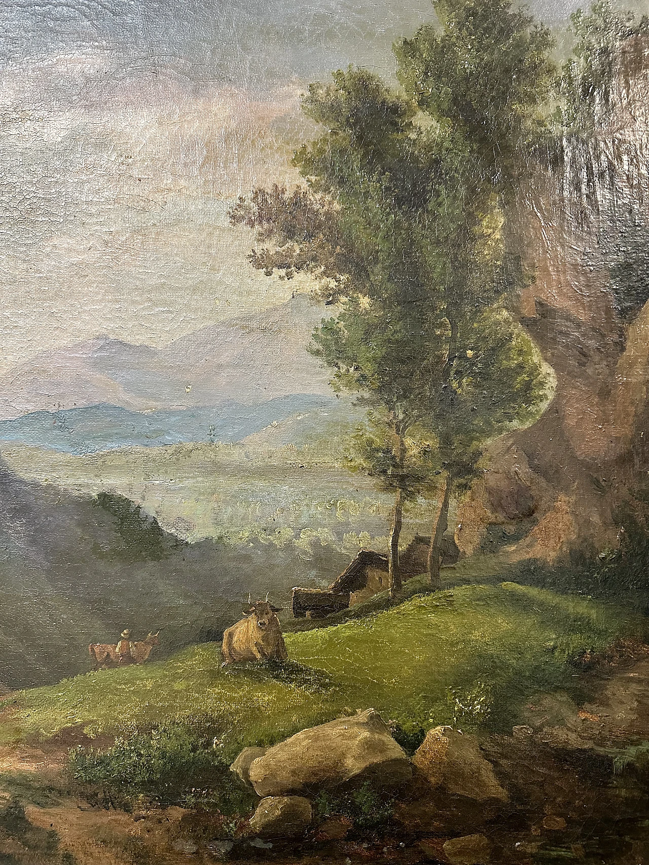 Landscape with figures, oil on canvas, 19th century 5