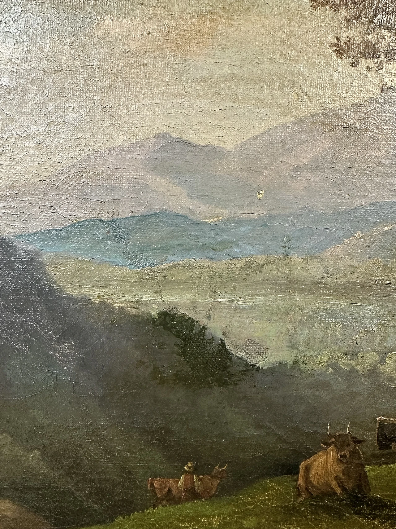 Paesaggio con figure, olio su tela, '800 7