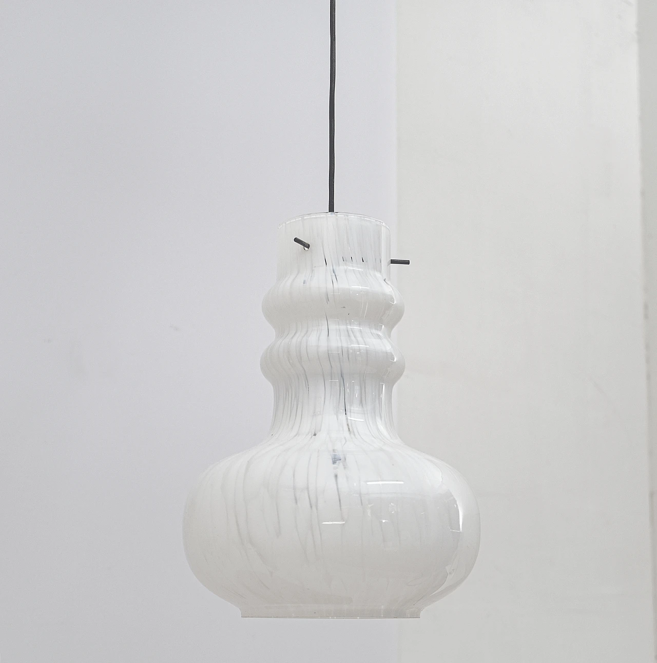 Lampada da soffitto con diffusore in vetro di Murano bianco, anni '60 1